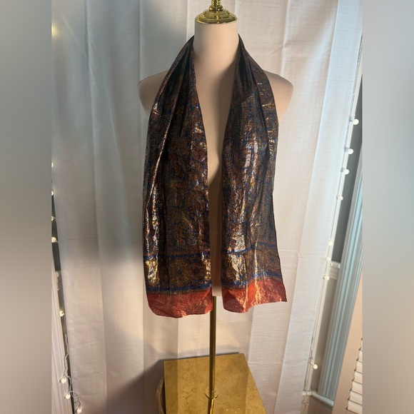 Parisian Made in Italy Metallic Scarf Boho - Picture 1 of 7
